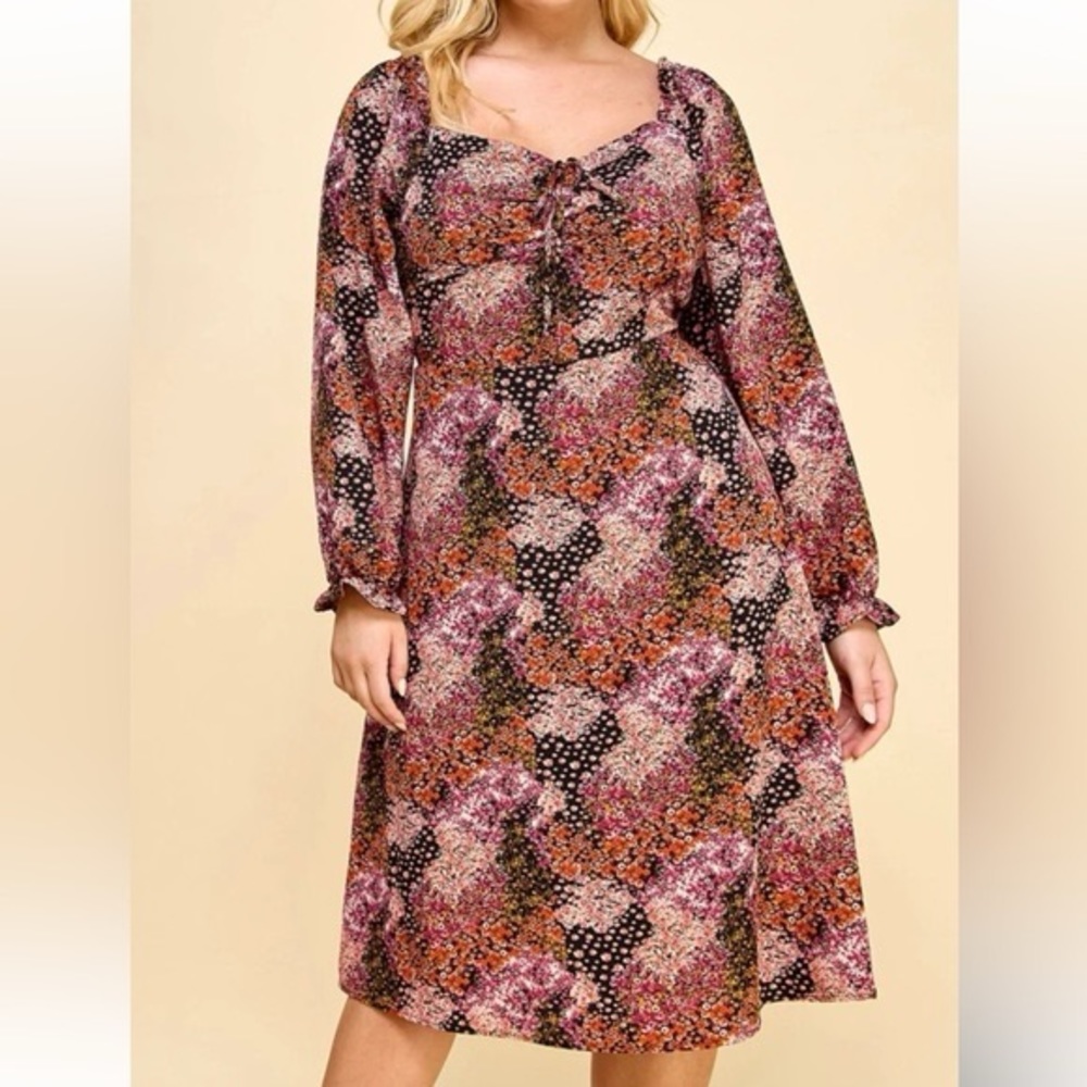 Lily Rose Floral Obsession Smocked Peasant Boho Dress Size XXL NWT